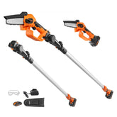 2-in-1 Cordless 20V 4Ah Battery Pole Chainsaw, 5" Cutting Capacity, 8' Reach, for Branch Cutting and Tree Pruning (Includes Battery and Blade Cover)